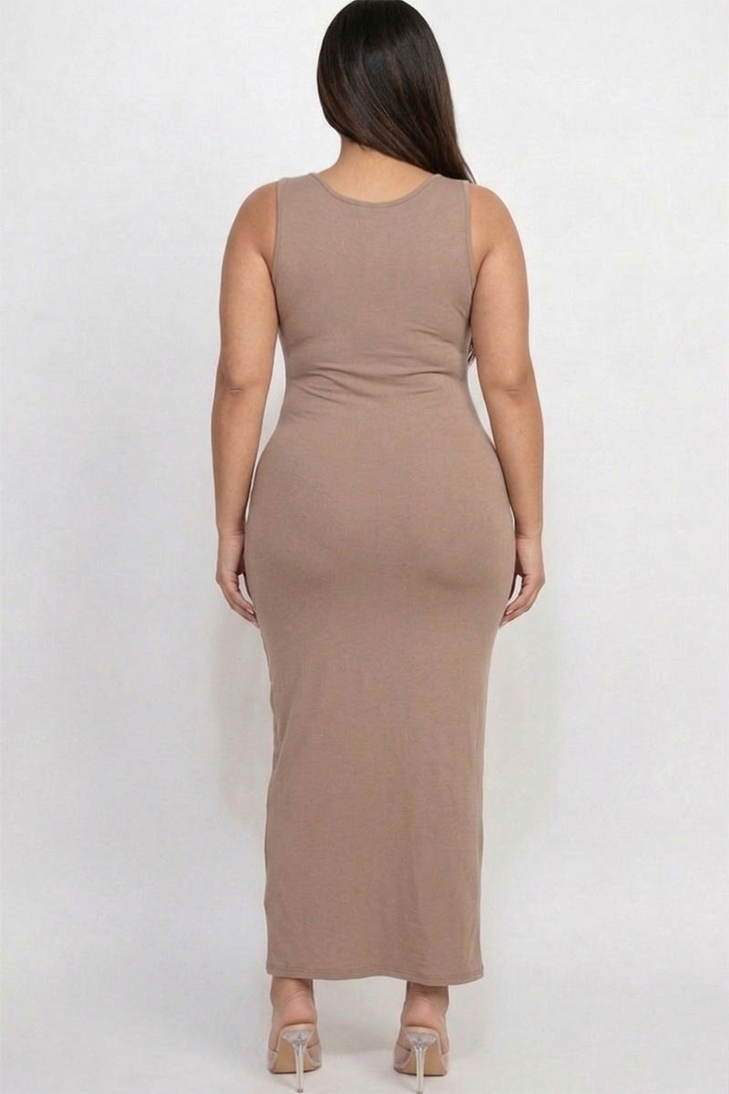 Plus Size Solid Basic Maxi Dress