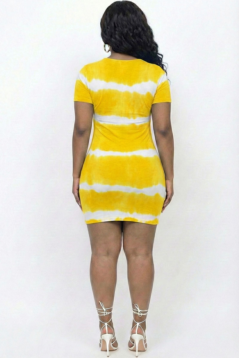Plus Size Tie-dye Print Bodycon Dress (CAPELLA)