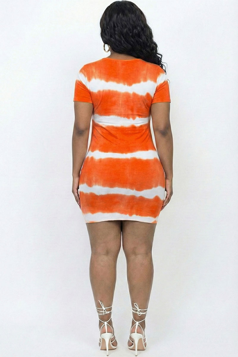 Plus Size Tie-dye Print Bodycon Dress (CAPELLA)