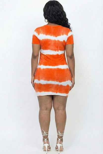 Plus Size Tie-dye Print Bodycon Dress (CAPELLA)