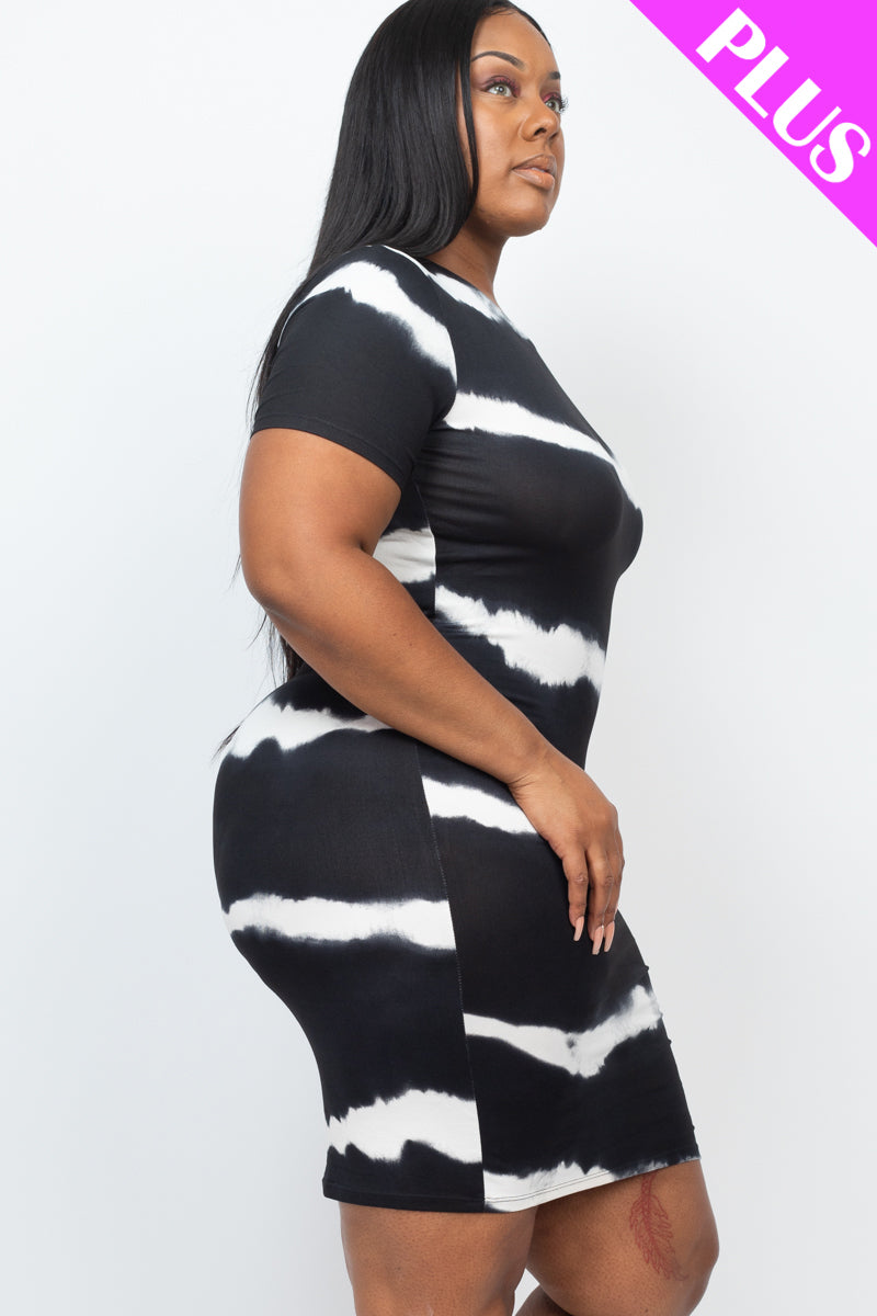 Plus Size Tie-dye Print Bodycon Dress (CAPELLA)