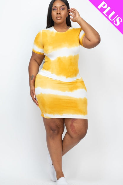 Plus Size Tie-dye Print Bodycon Dress