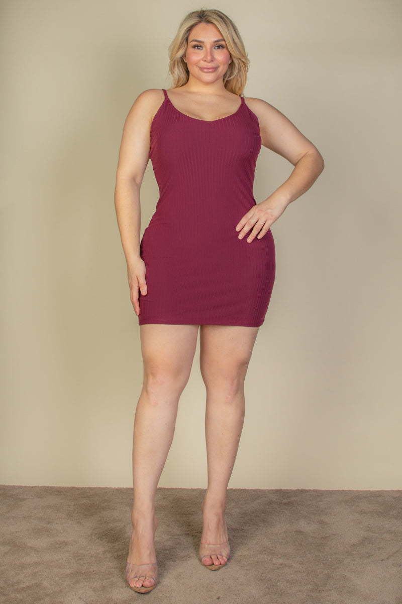 Plus Size Ribbed Cami Bodycon Mini Dress - Capella Apparel Wholesale