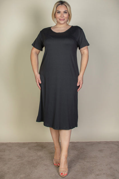 Plus Size Loose Fit Short Sleeve Maxi Dress - Capella Apparel