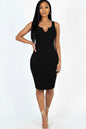 Casual Ribbed Split Neck Bodycon Dress (CAPELLA)
