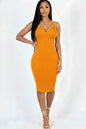 Casual Ribbed Split Neck Bodycon Dress (CAPELLA)