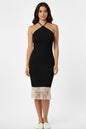 Ribbed Halter Neck Fringe Midi Dress
