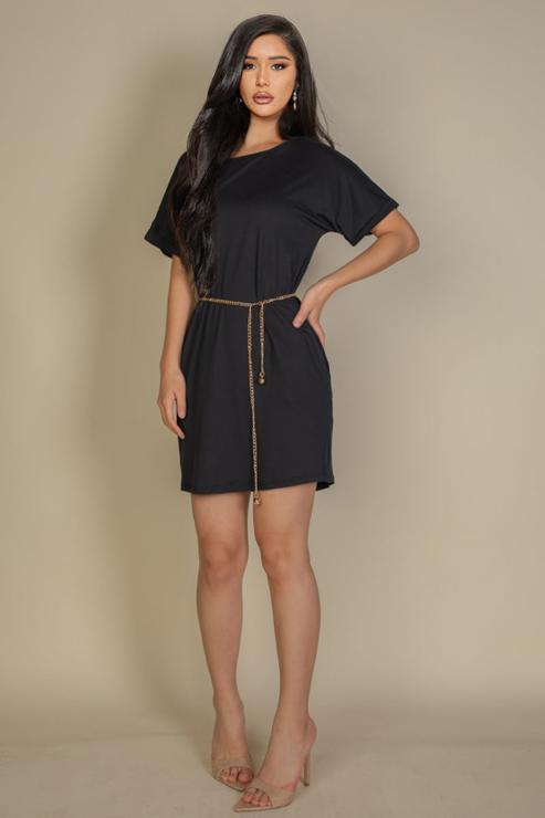 Side Pocket Double Folded Mini Dress