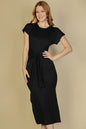 Tie Front Short Sleeve Side Slit Dress - Capella Apparel