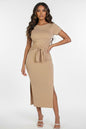 Tie Front Short Sleeve Side Slit Dress