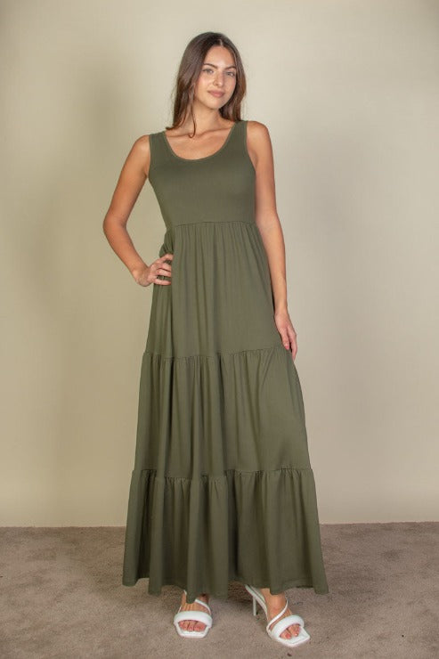 Solid Layered Hem Dress - Capella Apparel