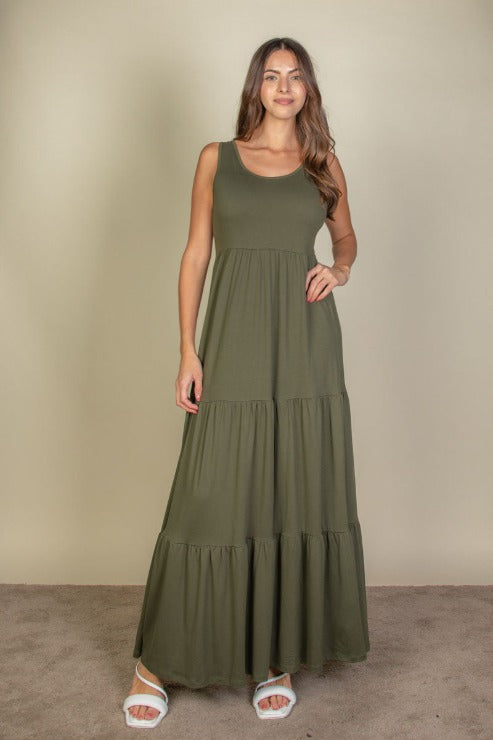 Solid Layered Hem Dress - Capella Apparel