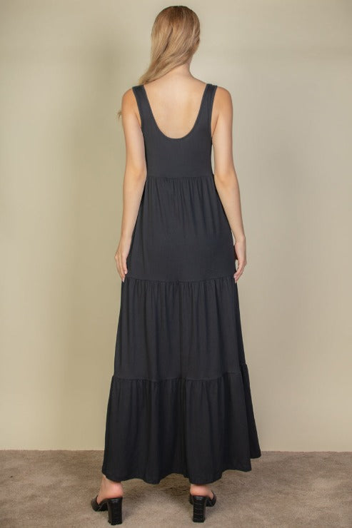 Solid Layered Hem Dress - Capella Apparel