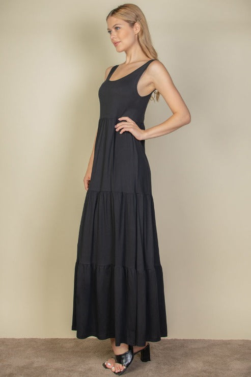 Solid Layered Hem Dress - Capella Apparel