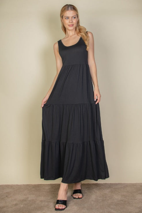 Solid Layered Hem Dress - Capella Apparel