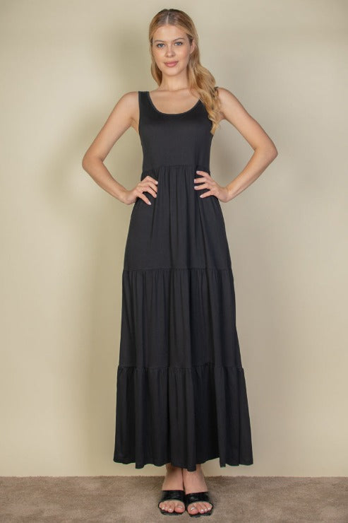 Solid Layered Hem Dress - Capella Apparel