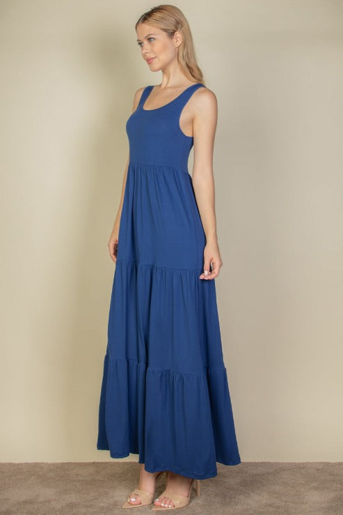 Solid Layered Hem Dress - Capella Apparel