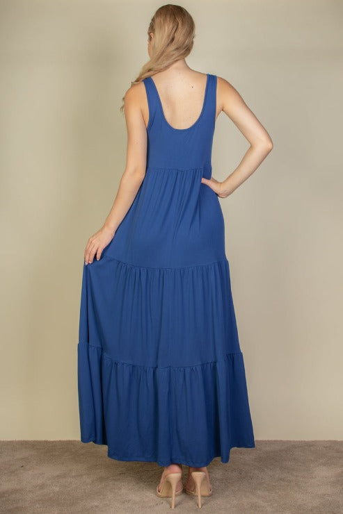 Solid Layered Hem Dress - Capella Apparel