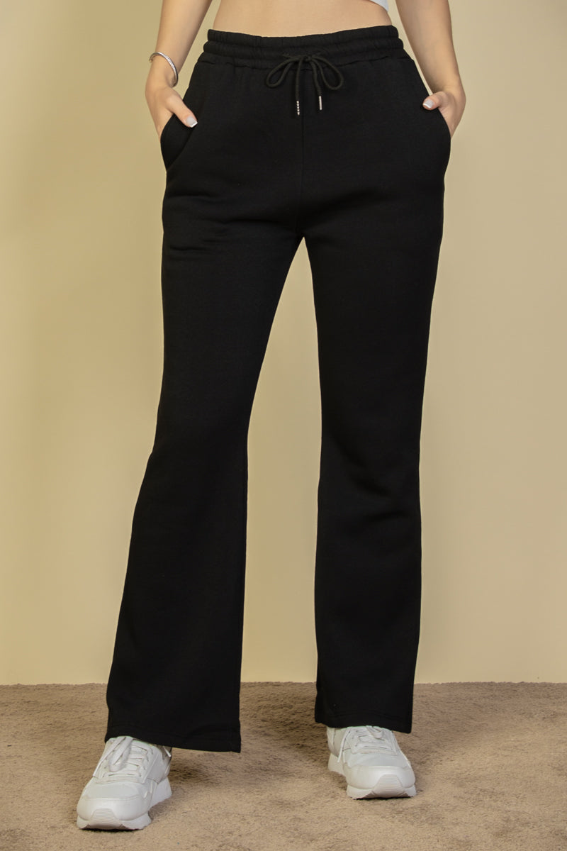 Drawstring Waist Slant Pocket Sweatpants - Capella Apparel