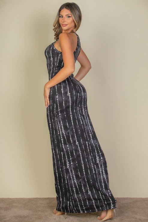 Tie Dye Printed Cami Bodycon Maxi Dress - Capella Apparel