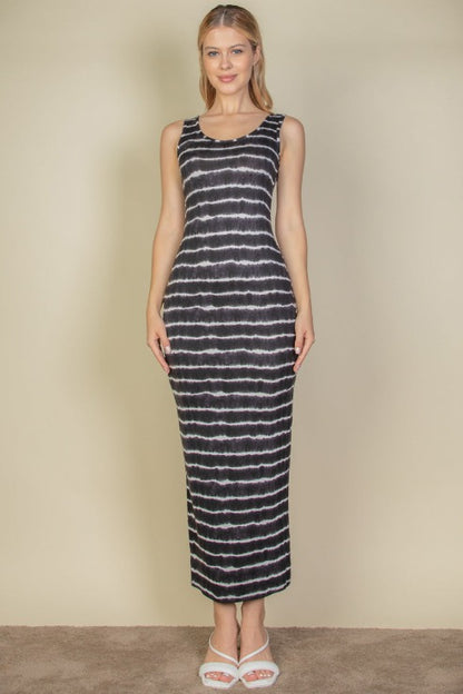 Tie Dye Printed Tank Bodycon Maxi Dress - Capella Apparel