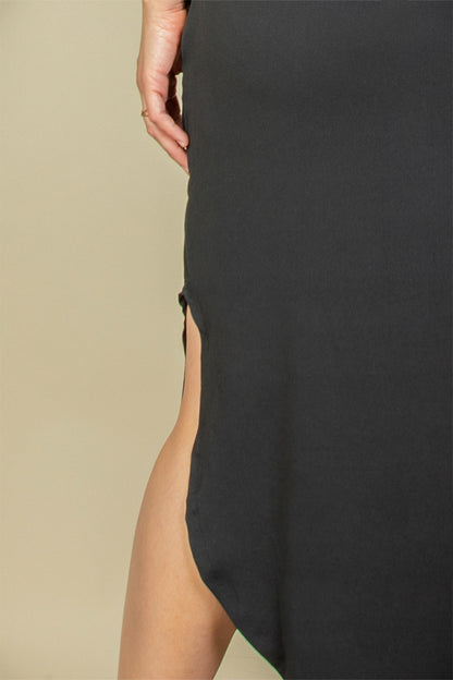 Plus Size Hidden Pocket Batwing Sleeve V Neck Long Dress - Capella Apparel