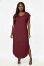 Plus Size Hidden Pocket Batwing Sleeve V Neck Long Dress (CAPELLA)