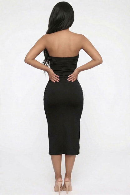 Solid Bodycon Split Hem Tube Dress