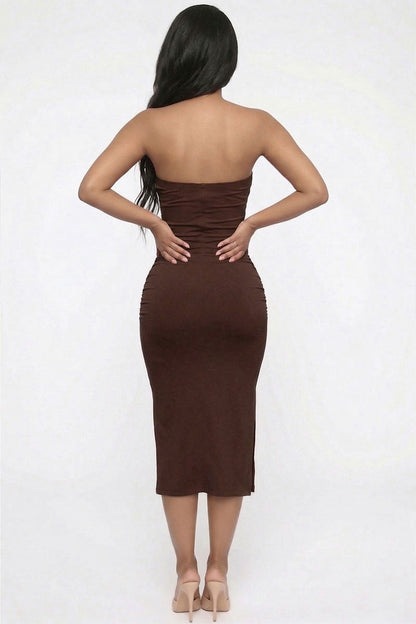 Solid Bodycon Split Hem Tube Dress