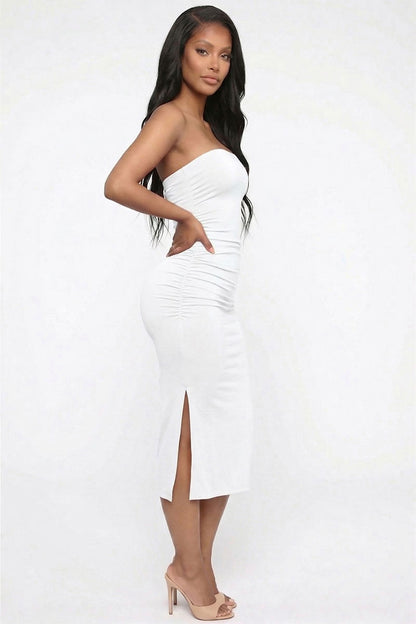 Solid Bodycon Split Hem Tube Dress