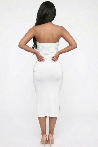 Solid Bodycon Split Hem Tube Dress
