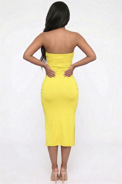 Solid Bodycon Split Hem Tube Dress