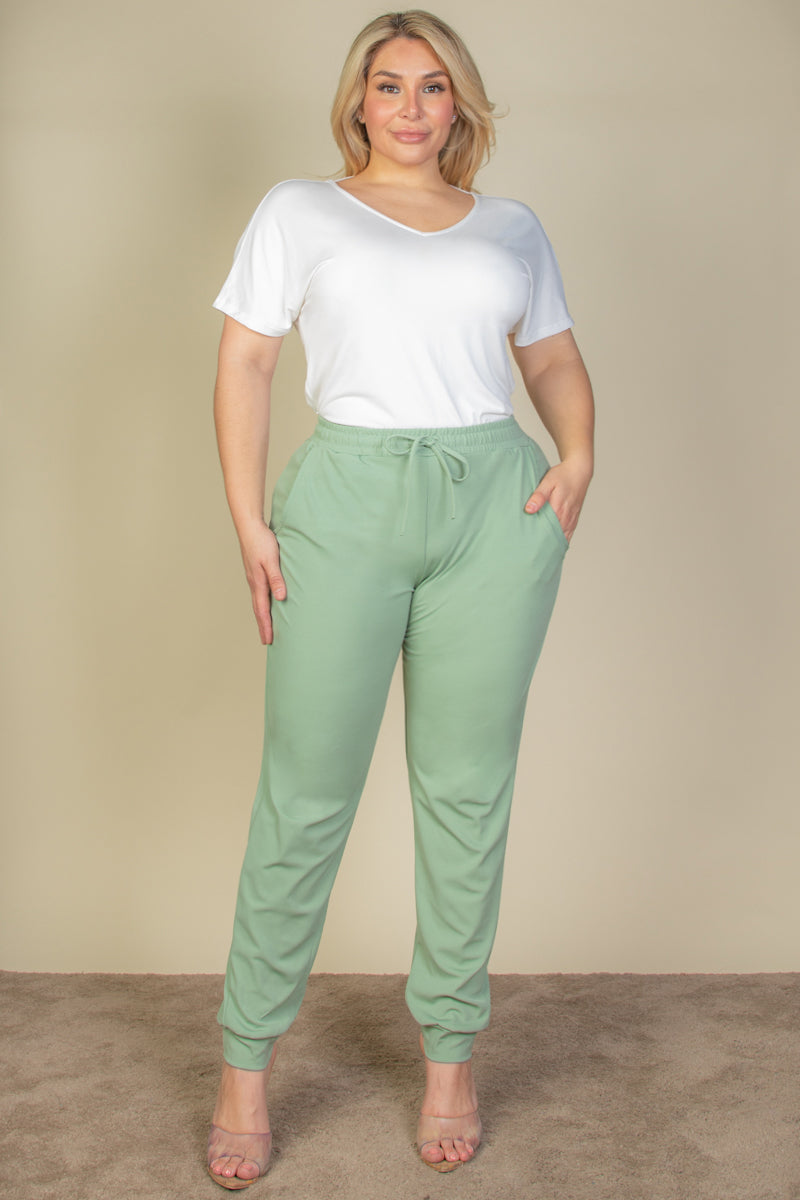 Plus Drawstring Waist Jogger Pants - Wholesale Capella Apparel