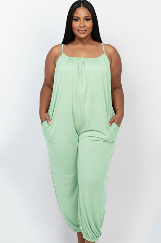 Plus Size Sleeveless Jogger Jumpsuit