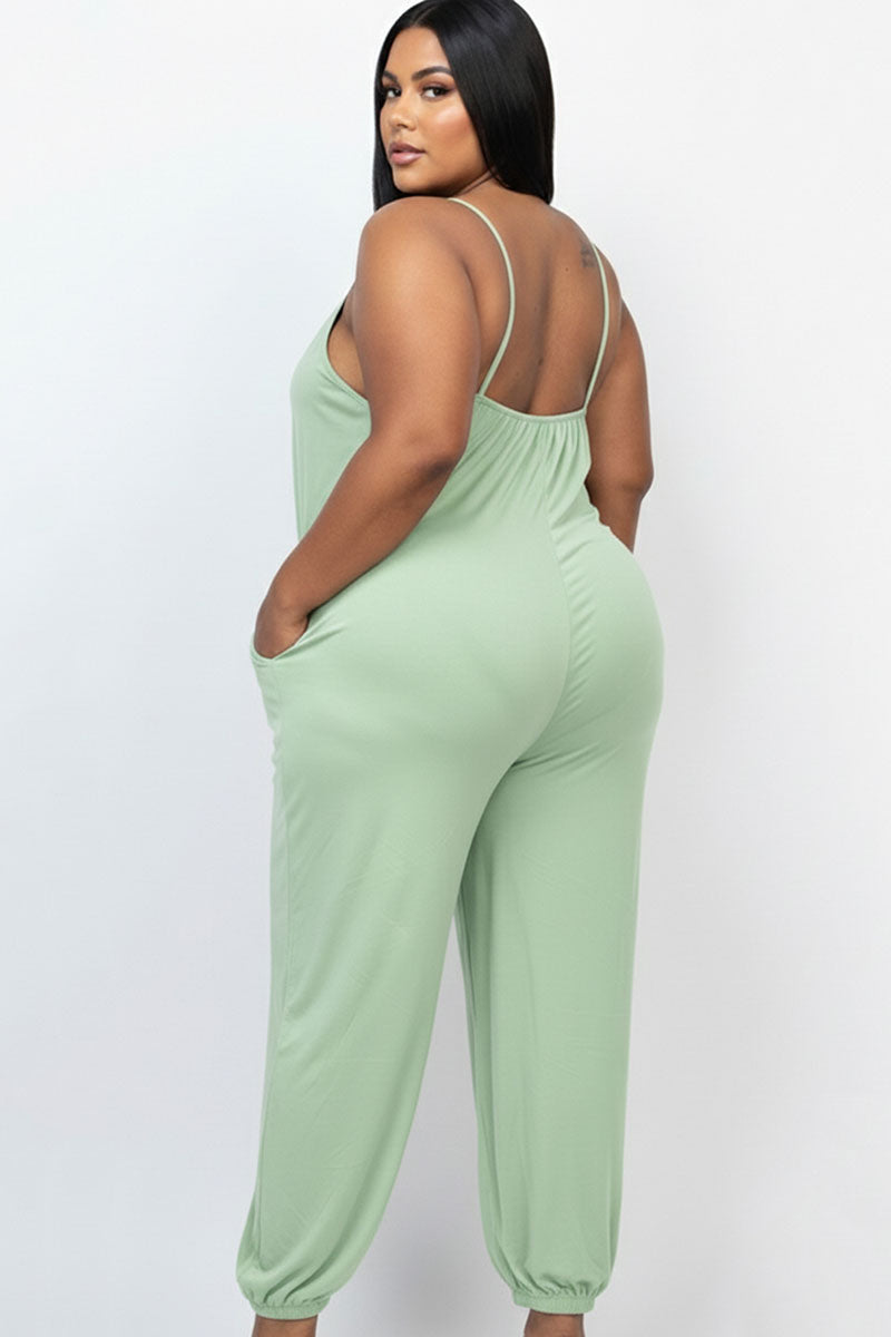 Plus Size Sleeveless Jogger Jumpsuit