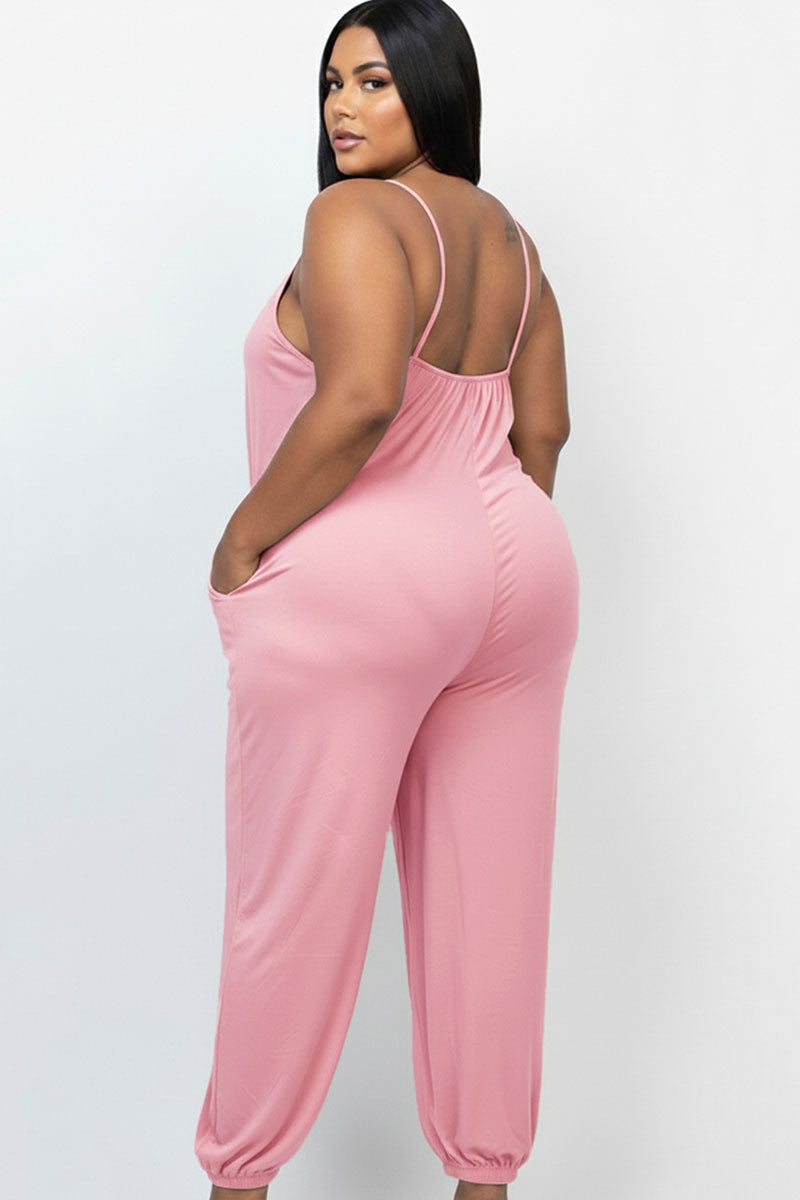 Plus Size Sleeveless Jogger Jumpsuit