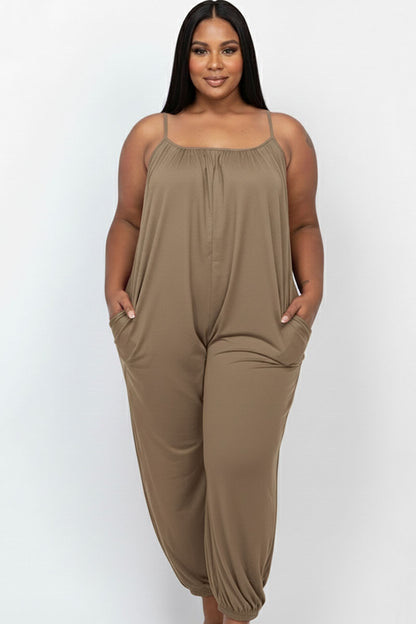 Plus Size Sleeveless Jogger Jumpsuit