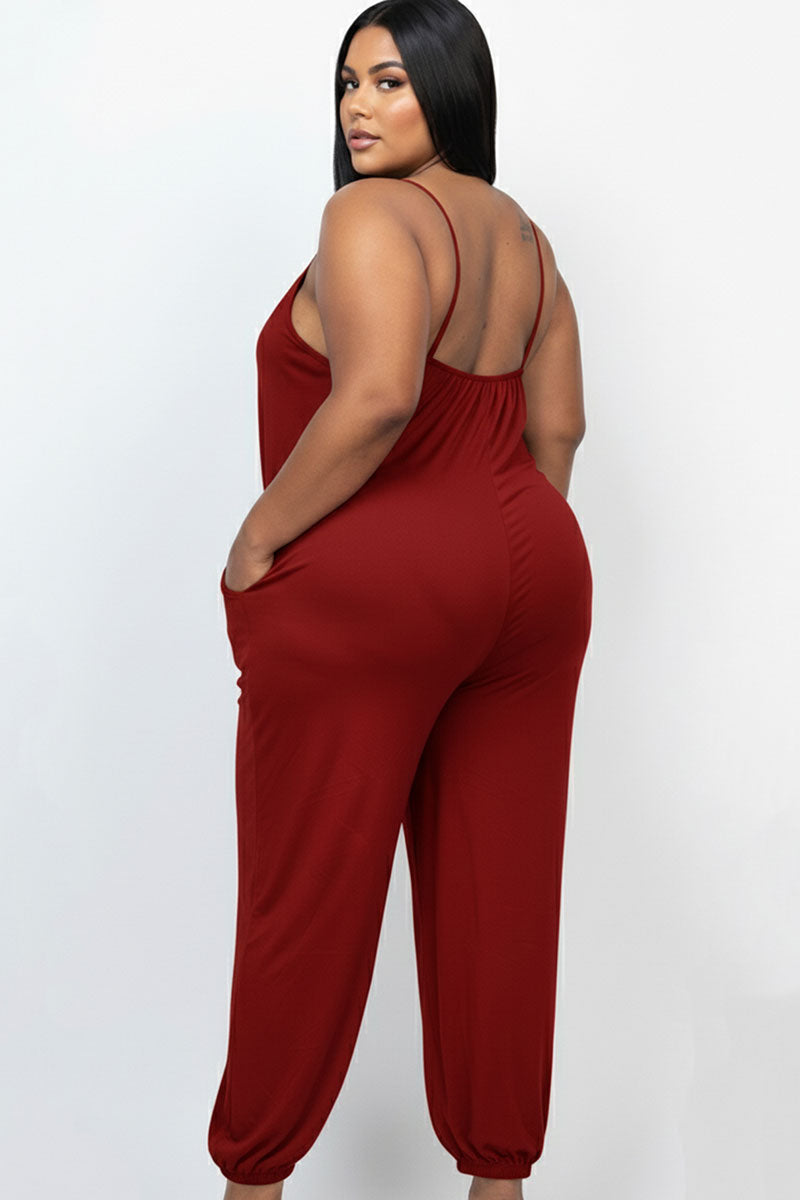 Plus Size Sleeveless Jogger Jumpsuit