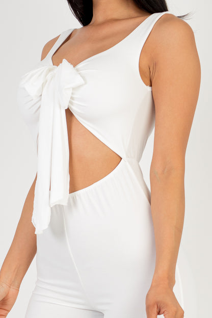 Front Tie Solid Sleeveless Jumpsuit - Capella Apparel