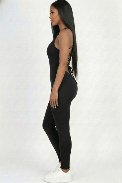 Criss-Cross Open Back Bodycon Jumpsuit (CAPELLA)