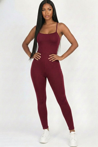 Criss-Cross Open Back Bodycon Jumpsuit