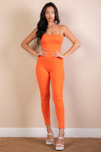 Criss-Cross Open Back Bodycon Jumpsuit - Wholesale Capella Apparel