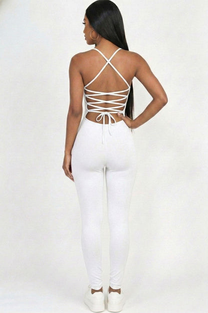Criss-Cross Open Back Bodycon Jumpsuit (CAPELLA)