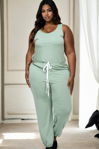 Plus Elasticized Waist Jogger Jumpsuit - Wholesale Capella Apparel