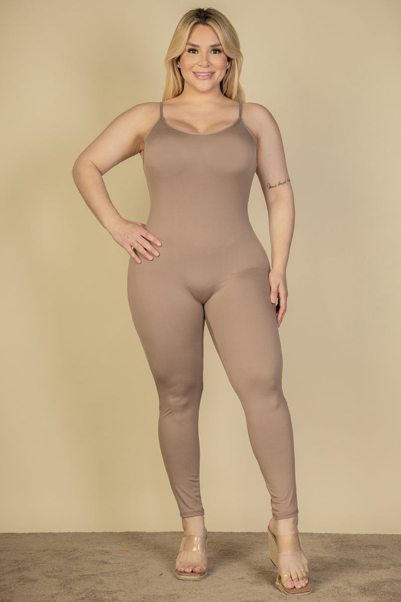 Plus Size Solid Bodycon Cami Jumpsuit - Wholesale Capella Apparel