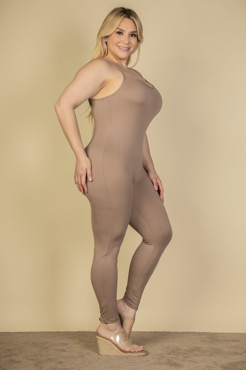 Plus Size Solid Bodycon Cami Jumpsuit - Wholesale Capella Apparel