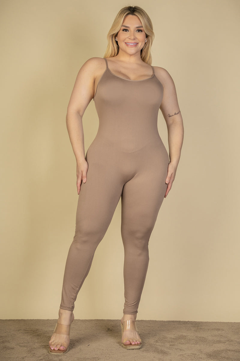 Plus Size Solid Bodycon Cami Jumpsuit - Wholesale Capella Apparel