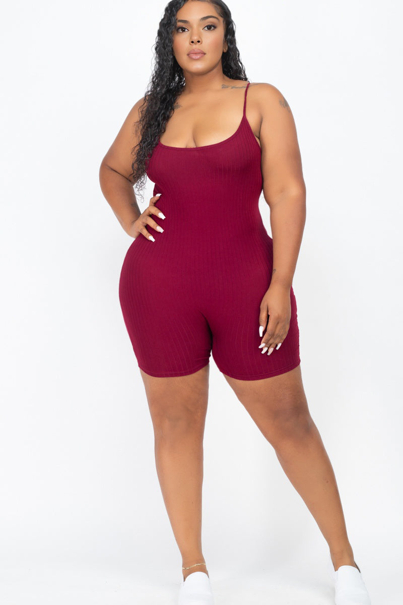 Plus Ribbed Bodycon Romper