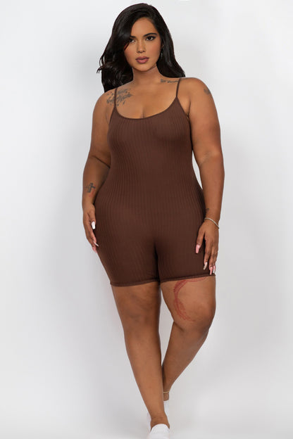 Plus Ribbed Bodycon Romper