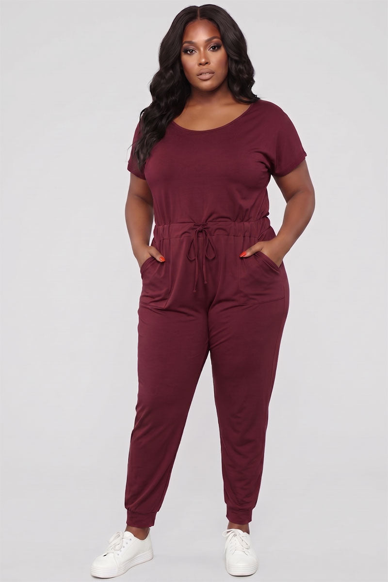 Mono de manga corta con cordón sólido de talla grande